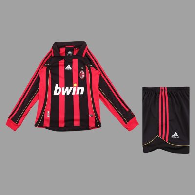 06/07 AC Milan Home Long Sleeve Kids Retro Soccer Jersey Size 16-28