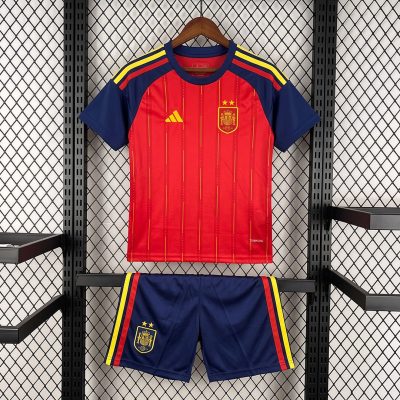 2026 Spain Home 2 Stars Kids Soccer Jersey