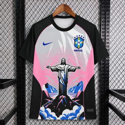 2026 Brazil Concept Edition Christ the Redeemer Rose Black Soccer Jersey