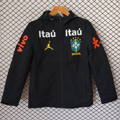 2026 Brazil Black Windbreaker Jacket