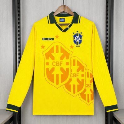 1994 Brazil Home Long Sleeve Retro Soccer Jersey