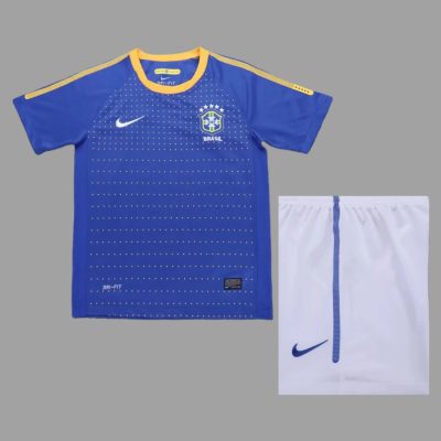 2010 Brazil Away Kids Retro Soccer Jersey Size 16-28