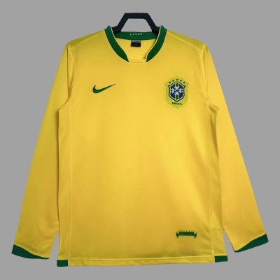 2006 Brazil Home Long Sleeve Retro Soccer Jersey