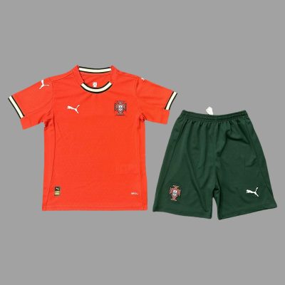 2025 Portugal Home Kids Soccer Jersey Size 16-28