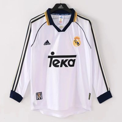 98/00 Real Madrid Home Long Sleeve Retro Soccer Jersey