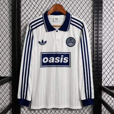 Adidas x Oasis White Royal Blue Long Sleeve Soccer Jersey