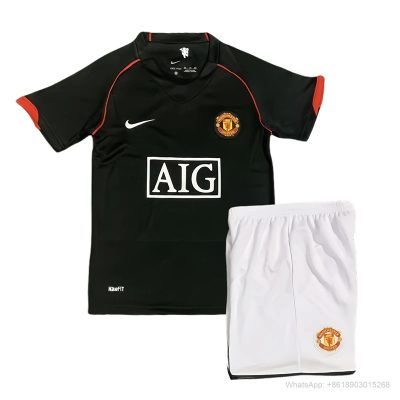 07/08 Manchester United away black kids Retro soccer jersey yupoo