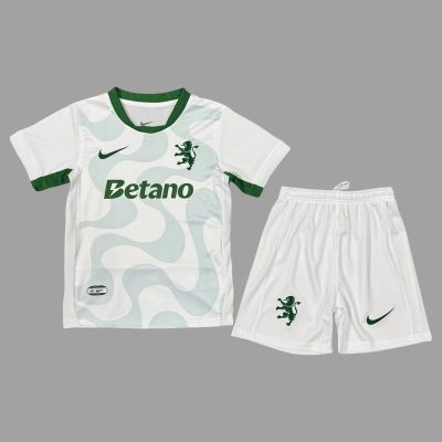 25/26 Sporting CP Lisbon Away White Kids Soccer Jersey Size 16-28
