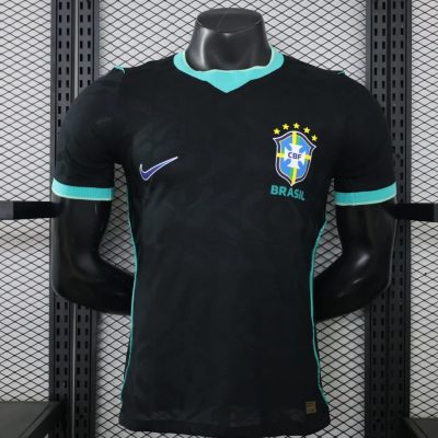 2026 Brazil Special Edition Black Vibrant Blue Player Version Soccer Jersey