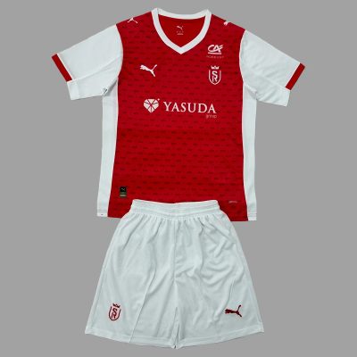 25/26 Stade de Reims Home Kids Soccer Jersey Size 16-28