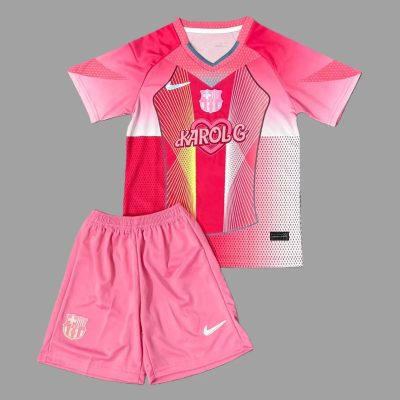 25/26 Barcelona Karol G Pink Kids Soccer Jersey Size 16-28