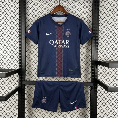 25/26 PSG Home 2 Stars Kids Soccer Jersey