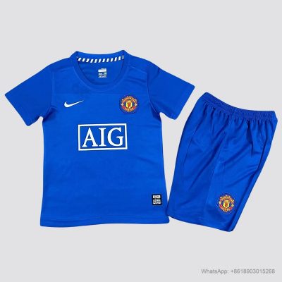 08/09 Manchester United third blue kids soccer jersey size 16-28