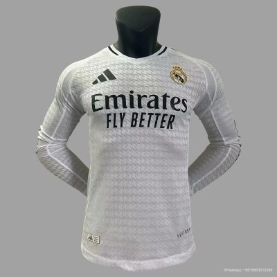 24/25 Real Madrid Home Long Sleeve Player Version Soccer Jersey
