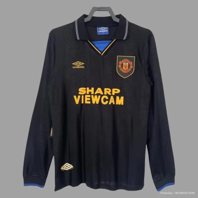 93/95 Manchester United Away Long Sleeve Retro Soccer Jersey