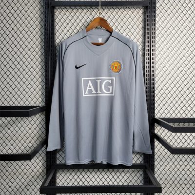 07/08 Manchester United Goalkeeper 4 Long Sleeve Retro Soccer Jersey