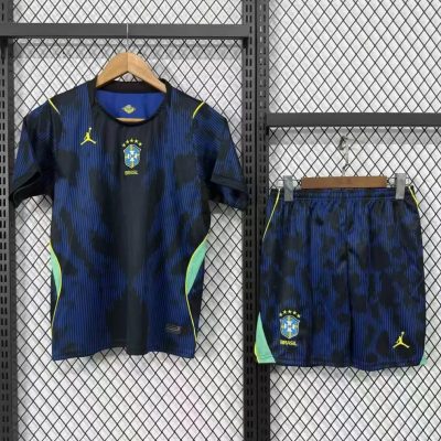 2026 Brazil Away Kids Soccer Jersey Size 16-28