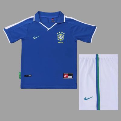 1997 Brazil Away Kids Retro Soccer Jersey Size 16-28