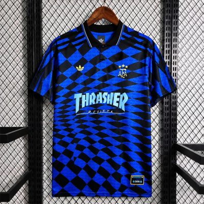 2026 Argentina x Thrasher Black Blue Soccer Jersey